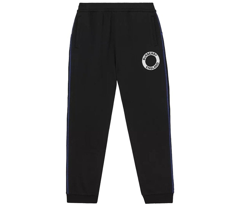 Burberry Logo Graphic Applique Cotton Jogging Pants Black