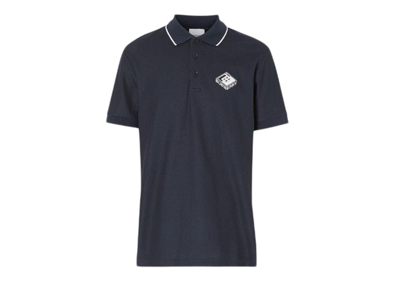 Burberry Logo Graphic Pique Polo Navy