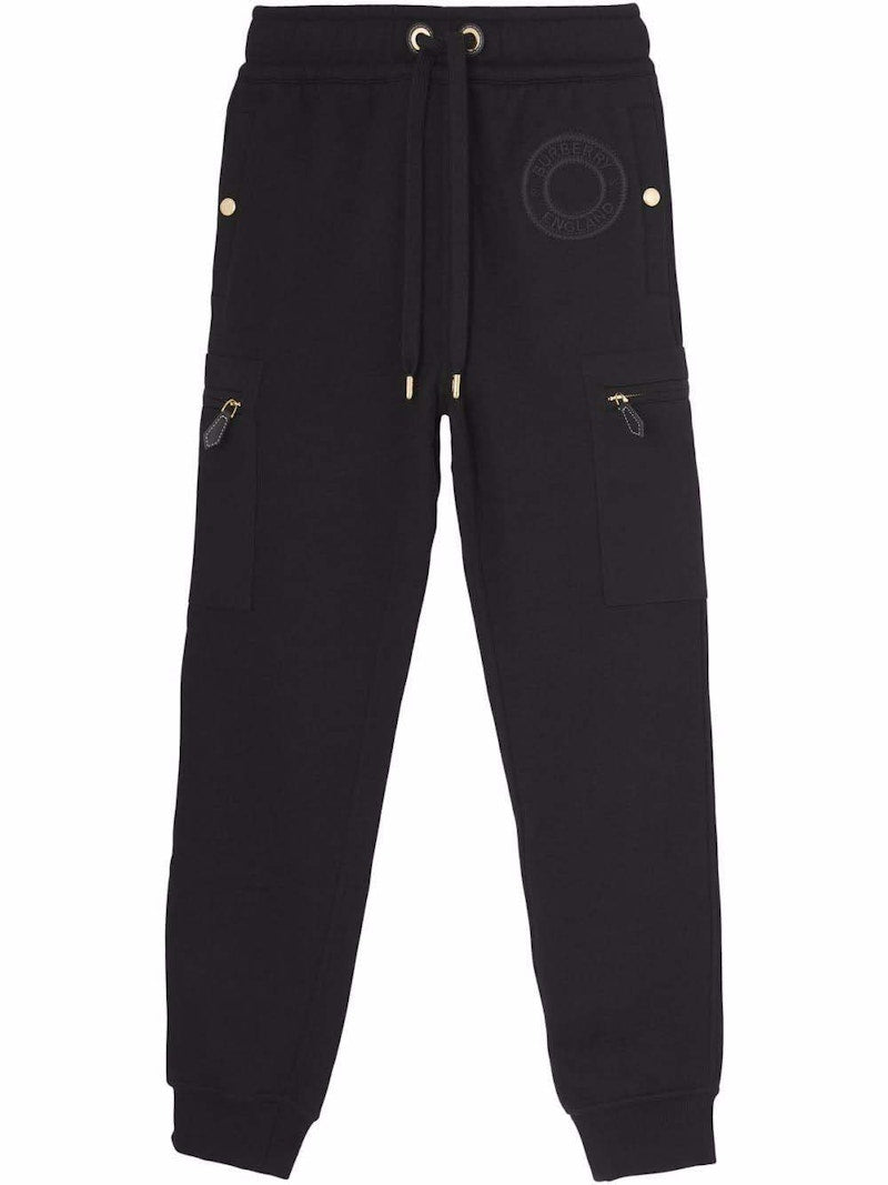 Burberry Logo Print Cotton Sweatpants Black