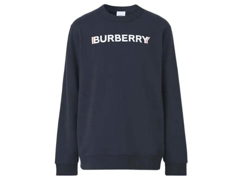 Burberry Logo Print Cotton Sweatshirt Navy