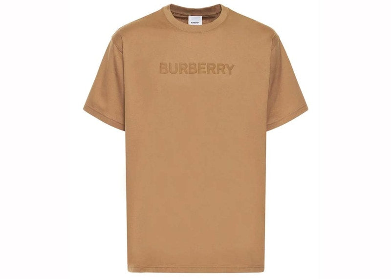 Burberry Logo Print Cotton T-shirt Camel