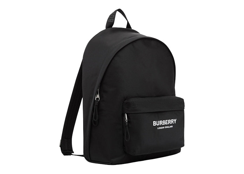Burberry Logo Print Nylon Backpack Black