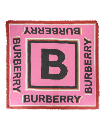 Burberry Logo Printed Scarf Bubble Gum Pink