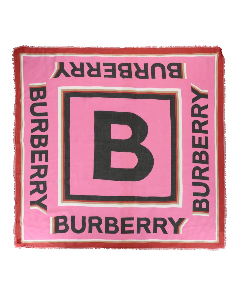 Burberry Logo Printed Scarf Bubble Gum Pink
