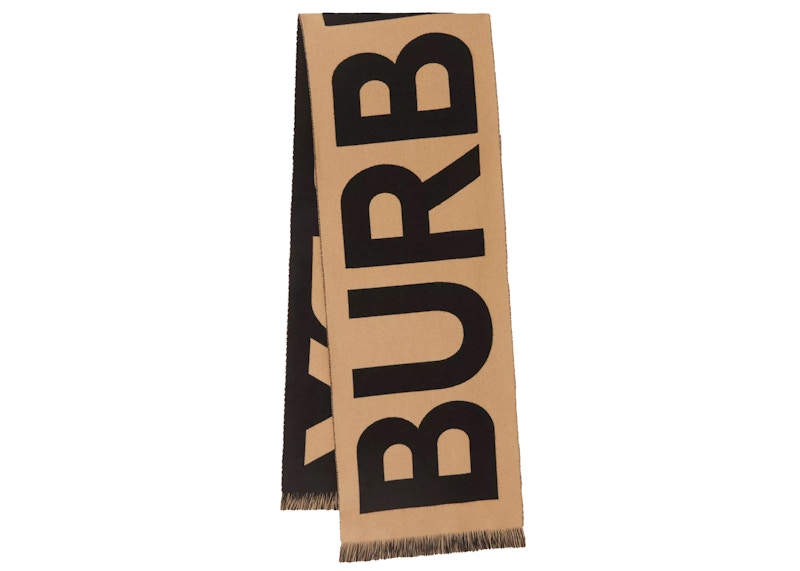 Burberry Logo Wool Jacquard Scarf Archive Beige