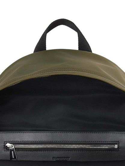 Burberry Logo and Icon Stripe Backpack Green/Beige