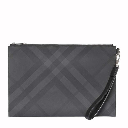 Burberry London Check Zip Handbag Dark Grey