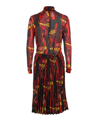 Burberry Long Sleeve Trapeze Dress Black/Multi