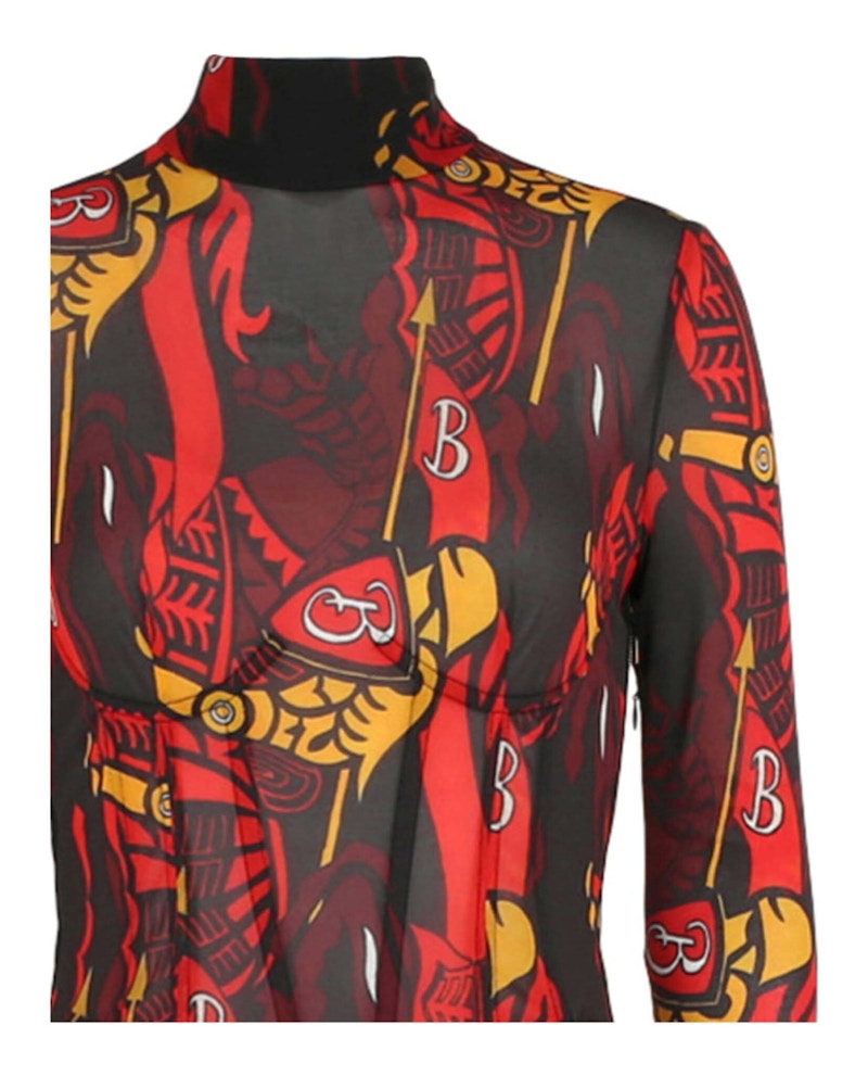 Burberry Long Sleeve Trapeze Dress Black/Multi