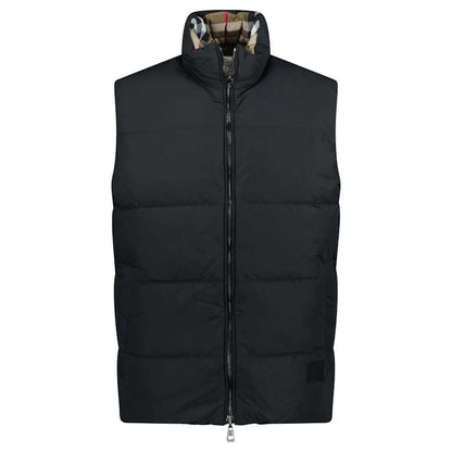 Burberry Lowick Reversible Check Down Vest Black/Archive Beige