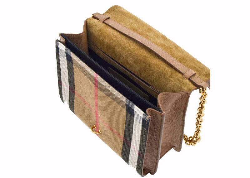 Burberry Macken Small Check Chain Crossbody Beige