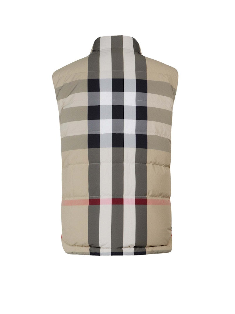 Burberry Man Sleeveless Padded And Reversible Jacket Beige