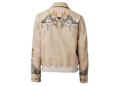 Burberry Marine Sketch-Print Harrington Jacket Beige/Multi