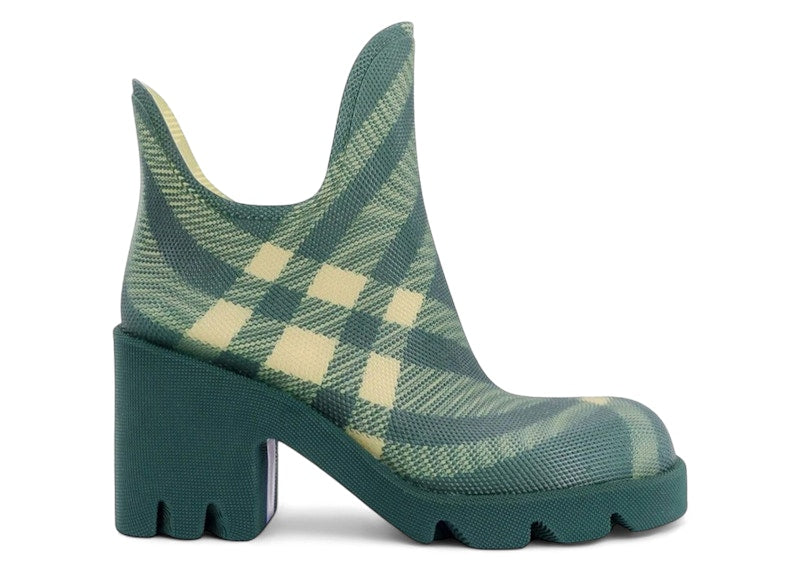 Burberry Marsh Check Printed Round-Toe Ankle Boots Green (Women's)