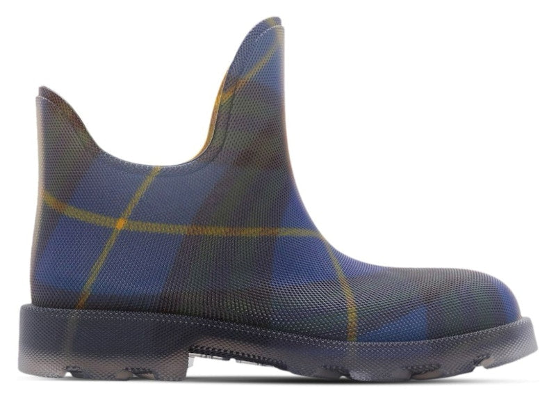 Burberry Marsh Checked Ankle Boots Blue Yellow