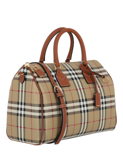 Burberry Medium Check Bowling Bag Vintage Check Briar Brown