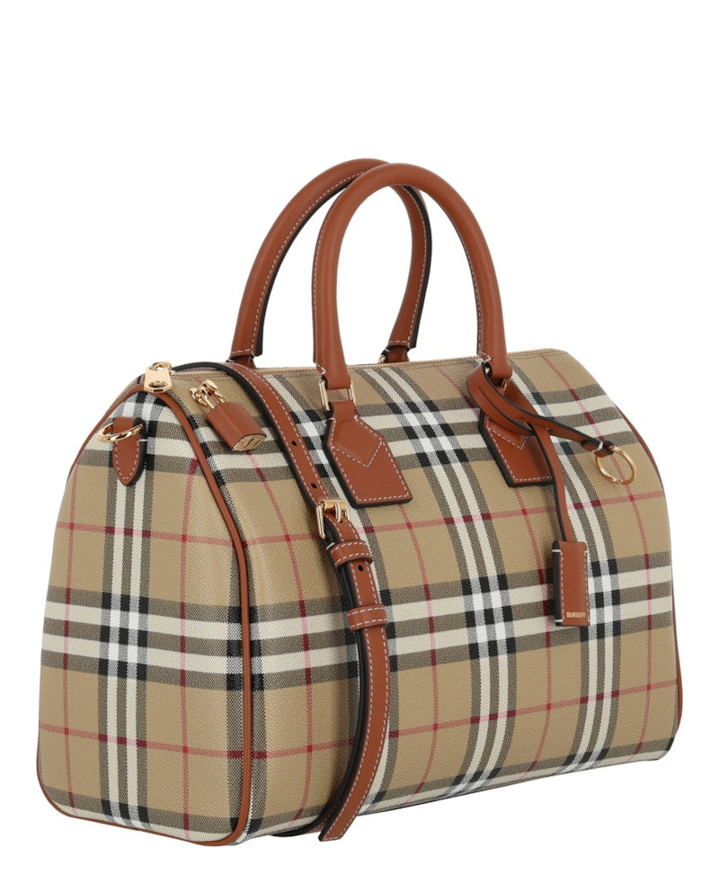 Burberry Medium Check Bowling Bag Vintage Check Briar Brown