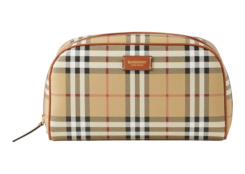 Burberry Medium Check Travel Pouch Archive Beige