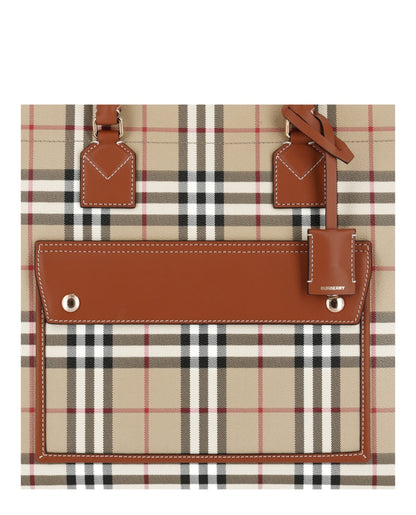 Burberry Medium Freya Tote Vintage Check Briar Brown