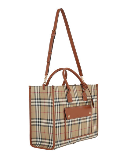 Burberry Medium Freya Tote Vintage Check Briar Brown