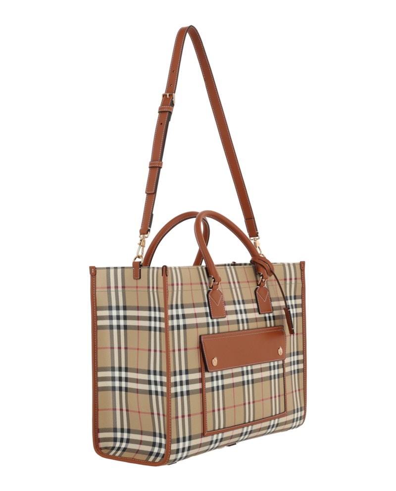 Burberry Medium Freya Tote Vintage Check Briar Brown