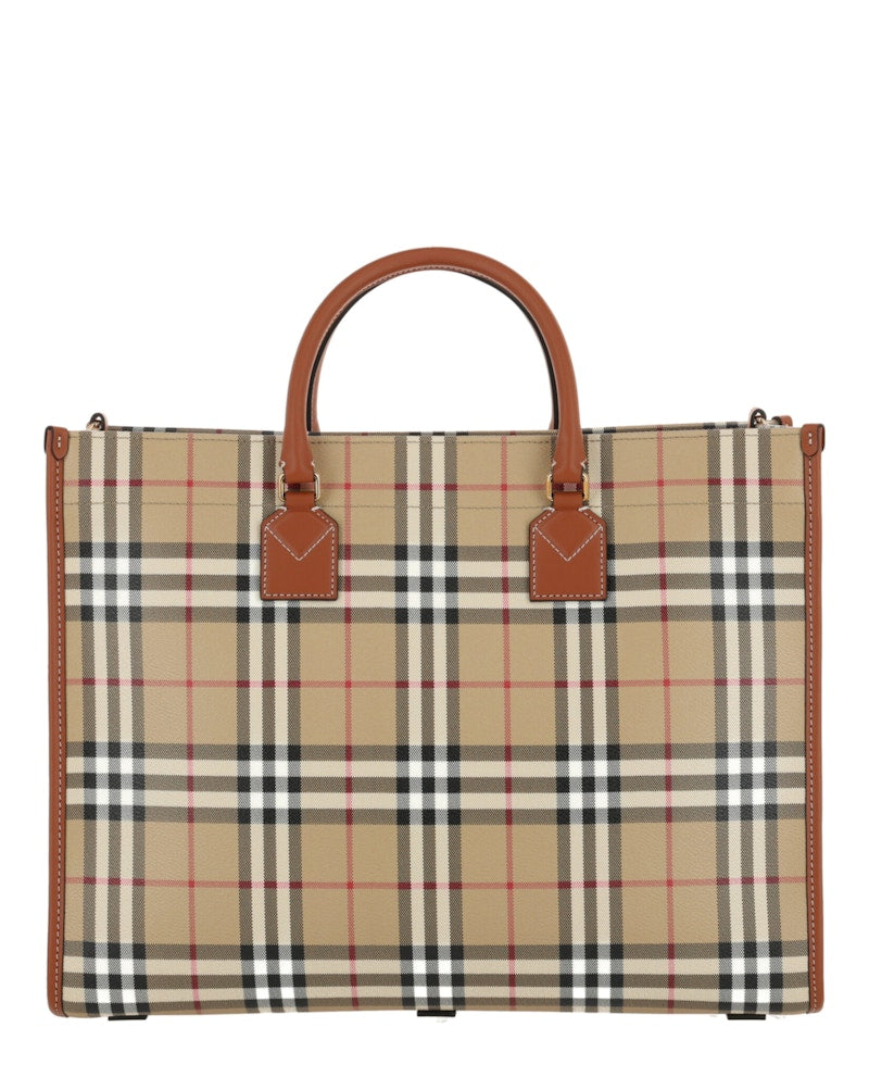 Burberry Medium Freya Tote Vintage Check Briar Brown