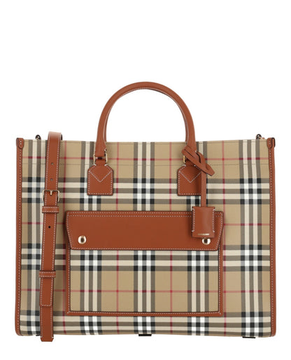 Burberry Medium Freya Tote Vintage Check Briar Brown