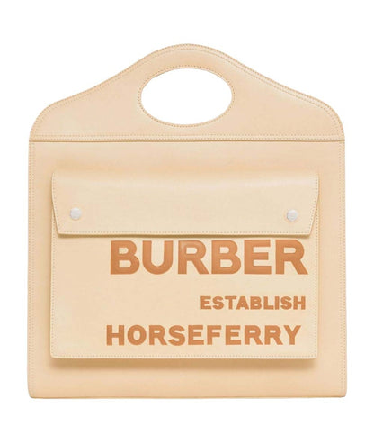 Burberry Medium Leather Horseferry Pocket Bag Neutral