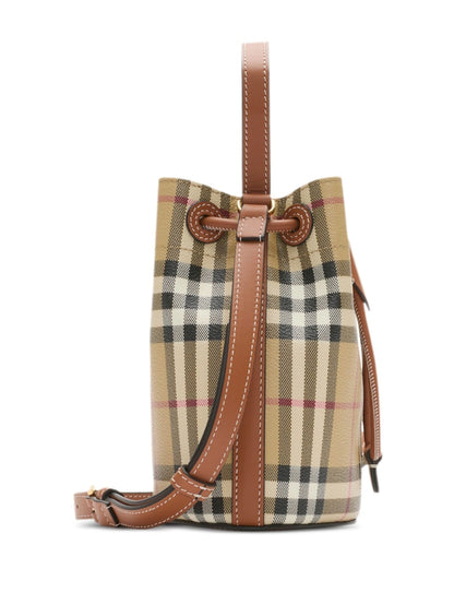 Burberry Mini Drawstring Vintage Check Bucket Bag Brown
