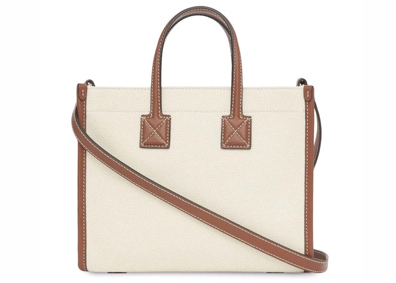 Burberry Mini Two-Tone Canvas Freya Tote Bag Natural/Tan