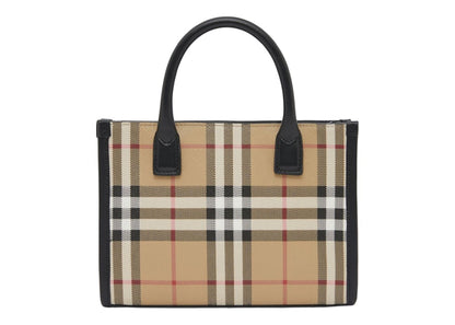 Burberry Mini Vintage Check and Leather Tote Bag Archive Beige