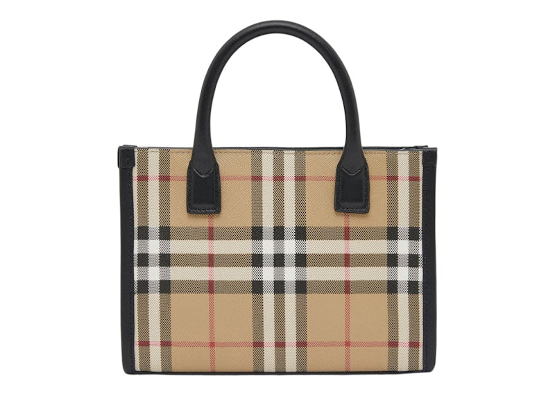 Burberry Mini Vintage Check and Leather Tote Bag Archive Beige
