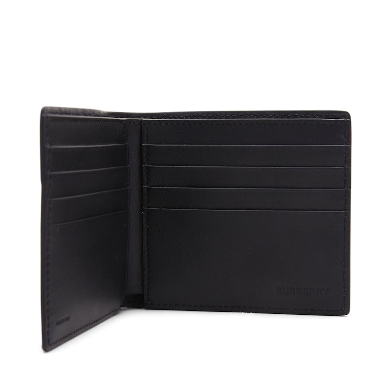 Burberry Monogram Leather International Bifold Wallet 8 Slot Black