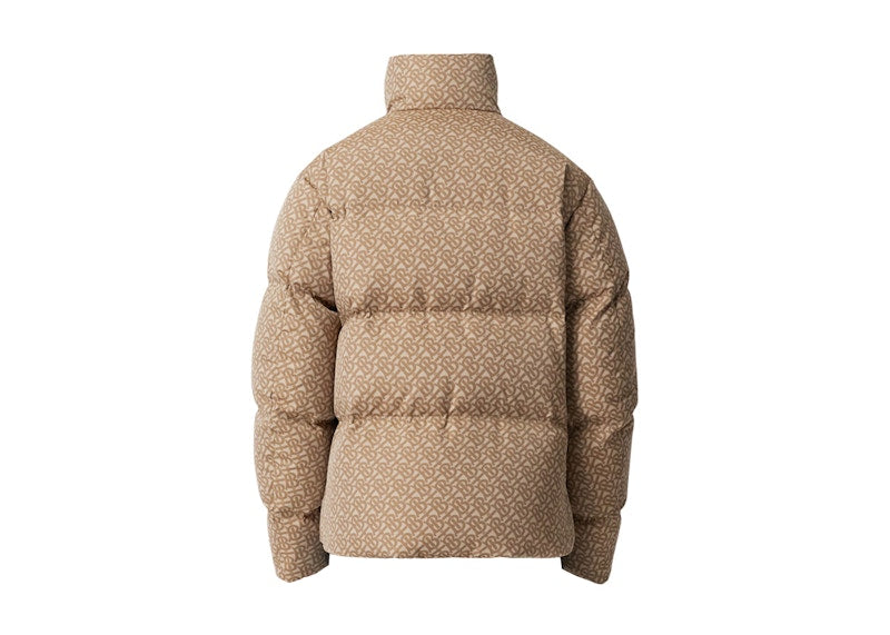 Burberry Monogram Motif Jacquard Puffer Jacket Soft Fawn