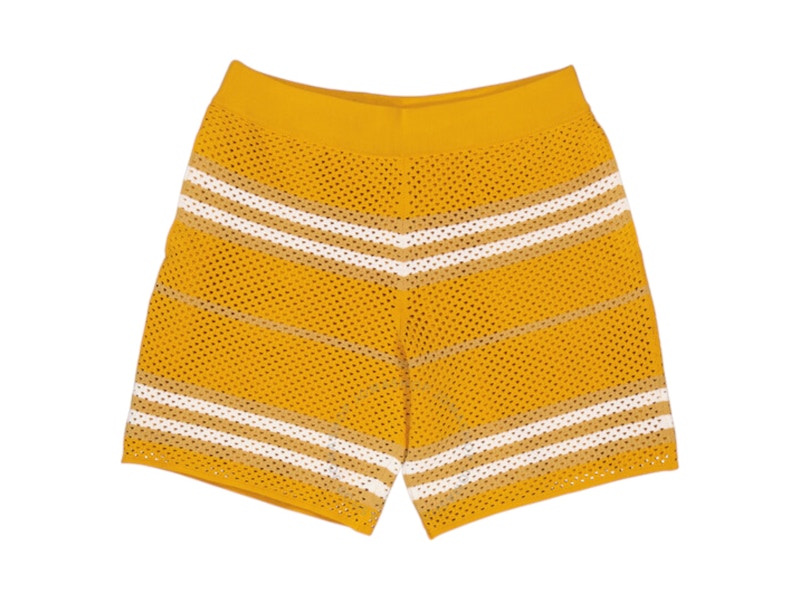 Burberry Morriss Icon Stripe Pointelle Knit Shorts Marigold