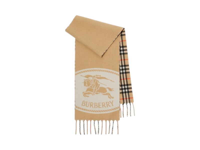 Burberry Mu Knight St To Check Scarf Check Sand