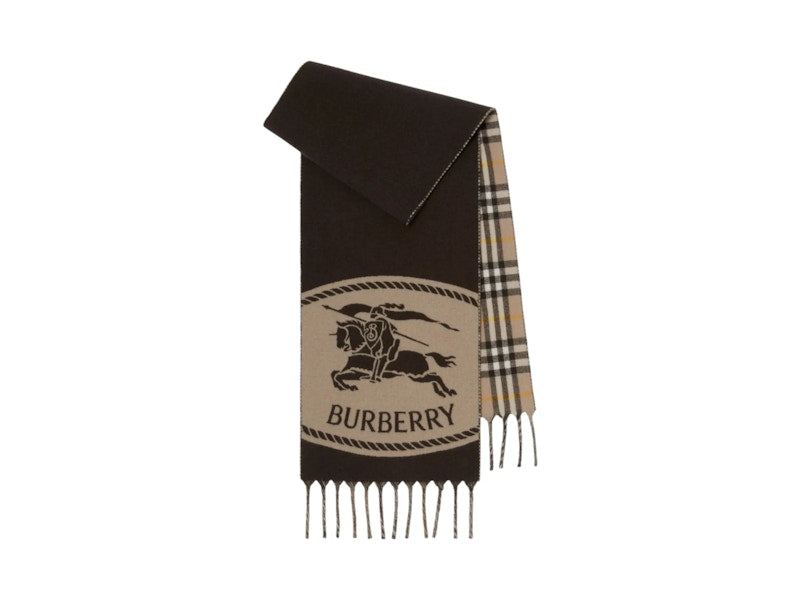 Burberry Mu Knight St To Check Scarf Vole Brown