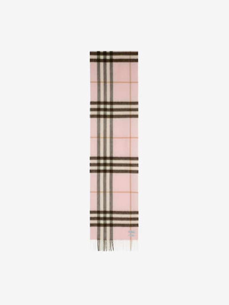 Burberry Mu Washed Giant Check Scarf Bow Pink