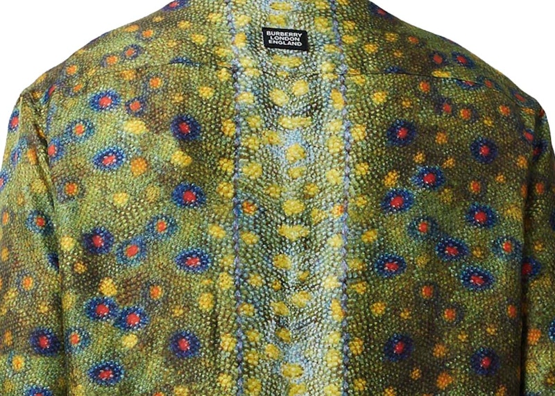 Burberry Mulberry Silk Fish Scale Shirt Green