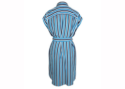 Burberry Nella Striped Shirt Dress Blue