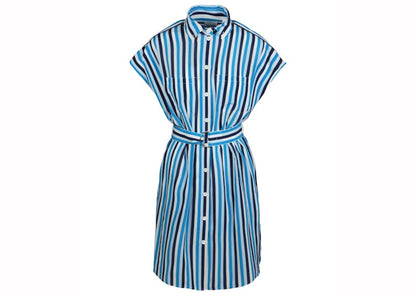 Burberry Nella Striped Shirt Dress Blue