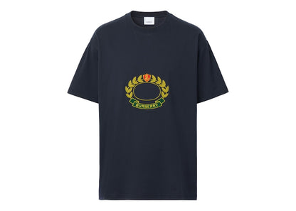 Burberry Oak Leaf Crest Cotton Oversized T-Shirt Dark Charcoal Blue