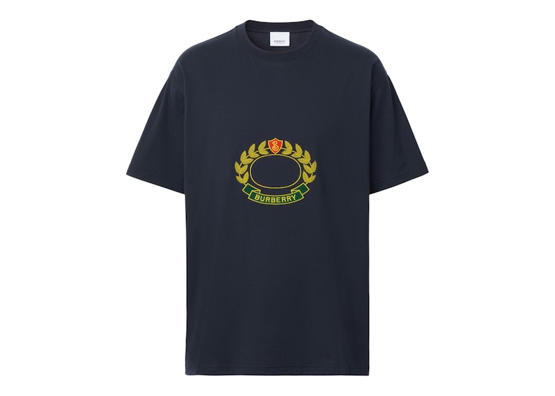 Burberry Oak Leaf Crest Cotton Oversized T-Shirt Dark Charcoal Blue