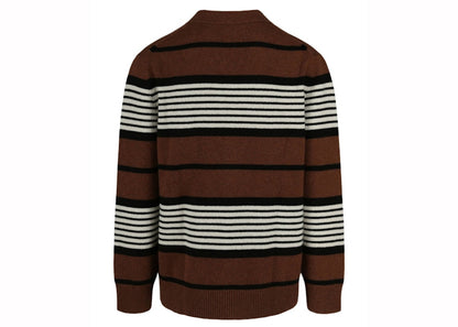 Burberry Oversized Striped Wool Cashmere Cardigan Dark Brown