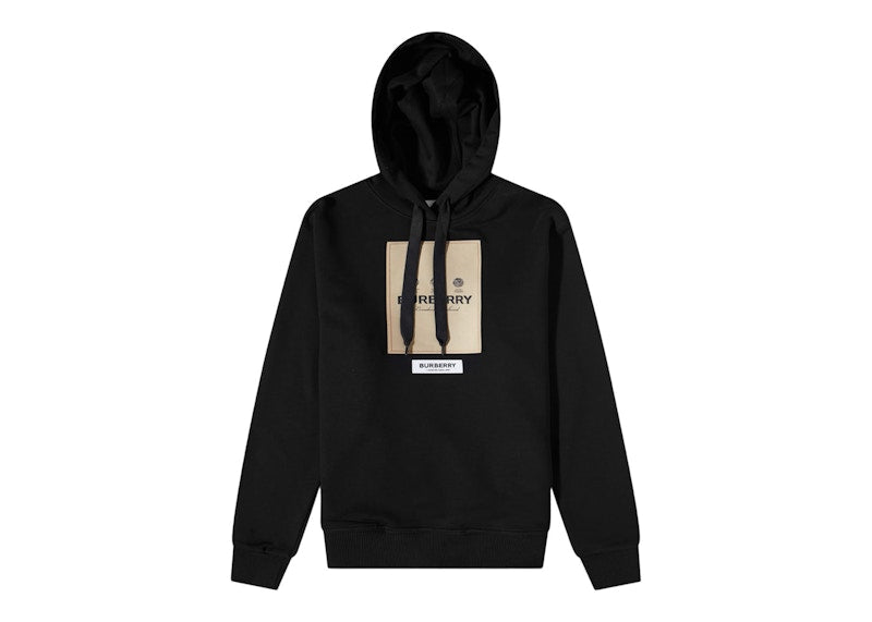 Burberry Owie Label Logo Hoodie Black