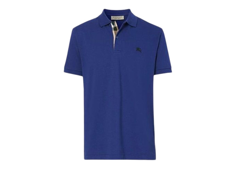 Burberry Oxford Logo Embroidered Polo Shirt Blue
