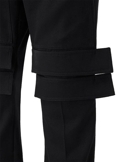 Burberry Panel Detail Grain de Poudre Wool Cargo Trousers Black