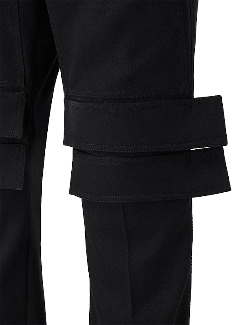 Burberry Panel Detail Grain de Poudre Wool Cargo Trousers Black