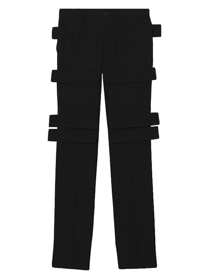 Burberry Panel Detail Grain de Poudre Wool Cargo Trousers Black