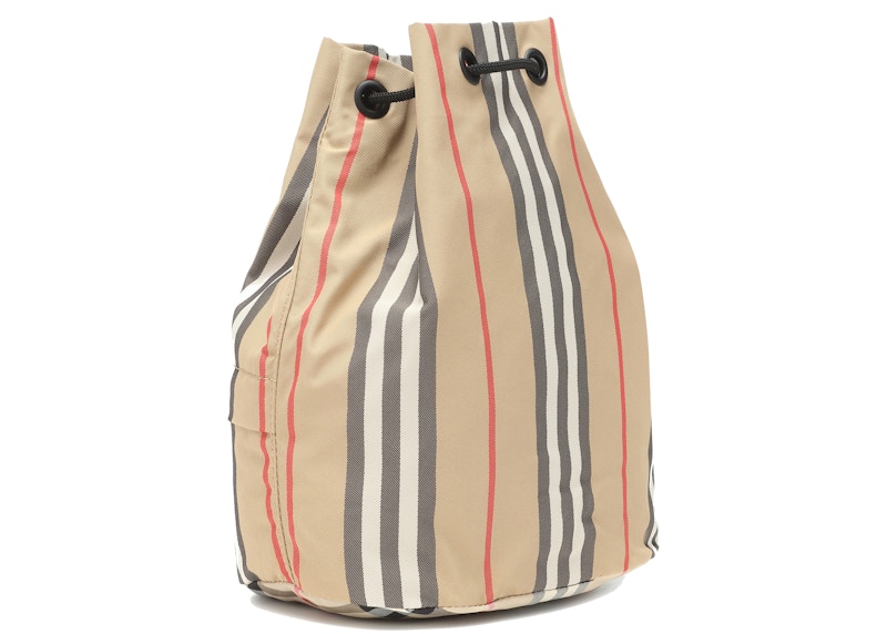 Burberry Phoebe Heritage Stripe Bucket Bag Archive Beige